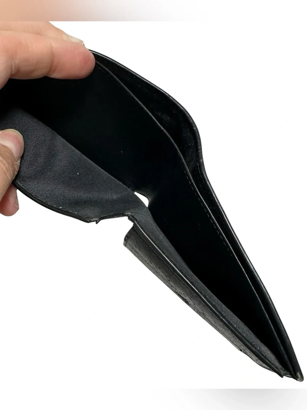 Balenciaga Black Leather & White Spell Out Bifold Wallet